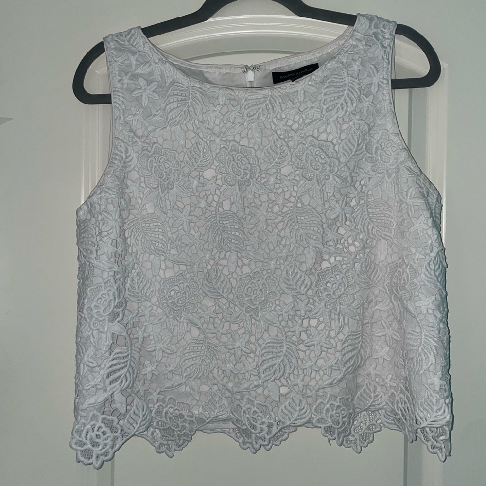 Banana Republic White Floral Tank Top